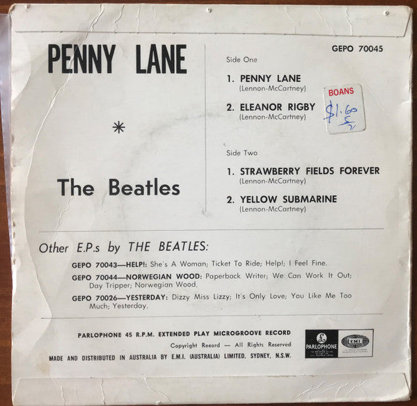 The Beatles : Penny Lane (7", EP, Mono, RP)