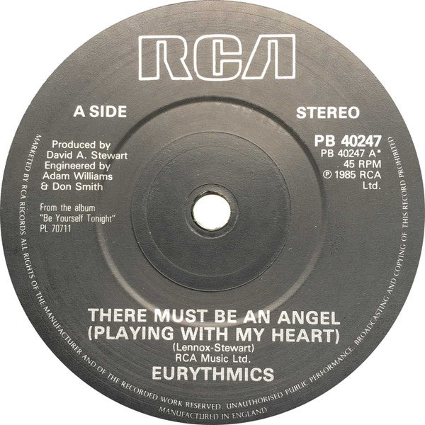 Eurythmics : There Must Be An Angel (Playing With My Heart) (7", Single)