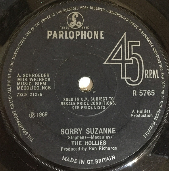 The Hollies : Sorry Suzanne (7", Single)