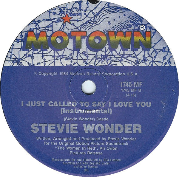 Stevie Wonder : I Just Called To Say I Love You (7", Single)