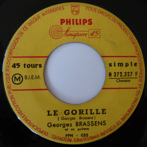 Georges Brassens Et Sa Guitare* : Le Gorille / La Chasse Aux Papillons (7", Single)