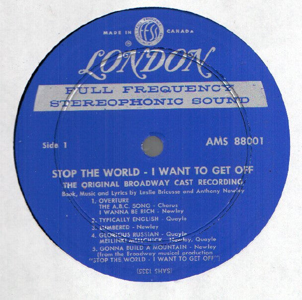 Anthony Newley With Anna Quayle : Stop The World - I Want To Get Off (Original Broadway Cast) (LP, Album, Gat)