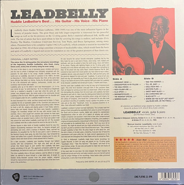 Leadbelly : Huddie Ledbetter's Best... His Guitar - His Voice - His Piano (LP, Ltd)