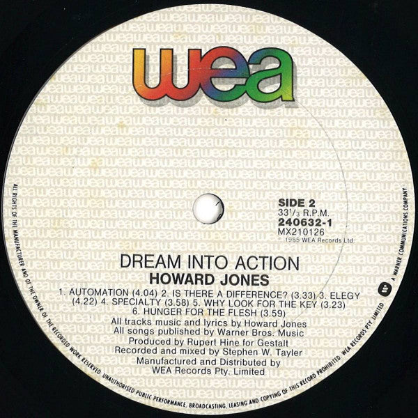 Howard Jones : Dream Into Action (LP, Album, RE)