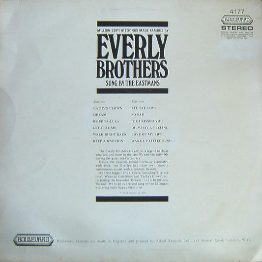 The Eastmans : Million Copy Hit Songs Made Famous By The Everly Brothers (LP, Album)