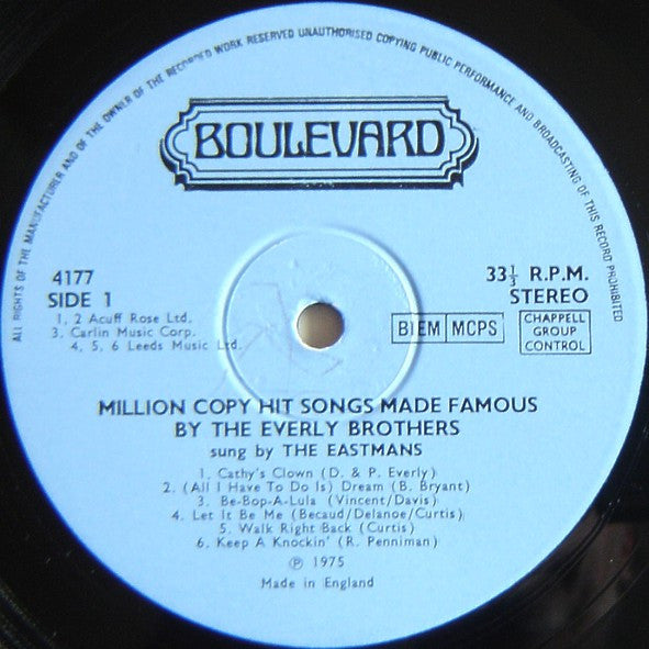 The Eastmans : Million Copy Hit Songs Made Famous By The Everly Brothers (LP, Album)