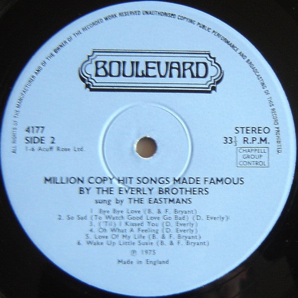 The Eastmans : Million Copy Hit Songs Made Famous By The Everly Brothers (LP, Album)