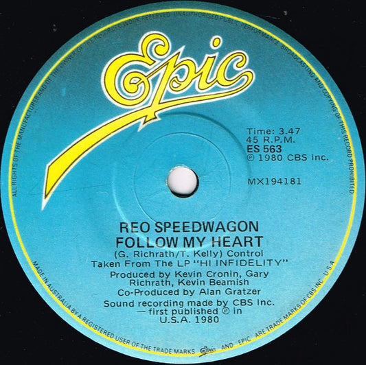 REO Speedwagon : Keep On Loving You (7", Single)