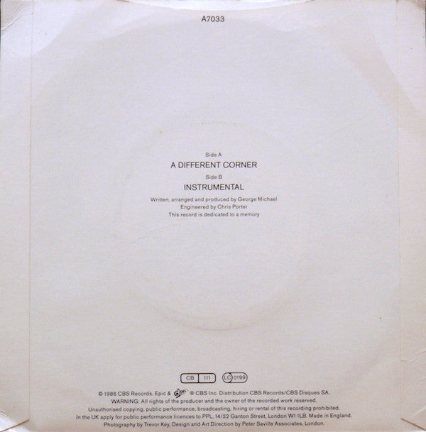 George Michael : A Different Corner (7", Single)