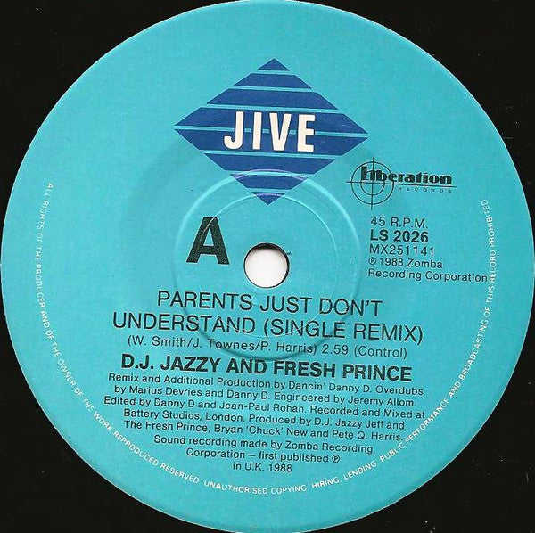 D.J. Jazzy Jeff & The Fresh Prince* : Parents Just Don't Understand (7", Single)