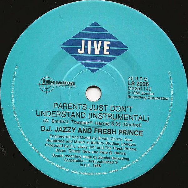 D.J. Jazzy Jeff & The Fresh Prince* : Parents Just Don't Understand (7", Single)