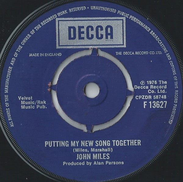 John Miles : Music (7", Single, Pap)