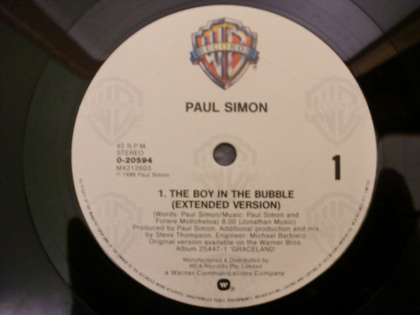 Paul Simon : The Boy In The Bubble (12", Single)