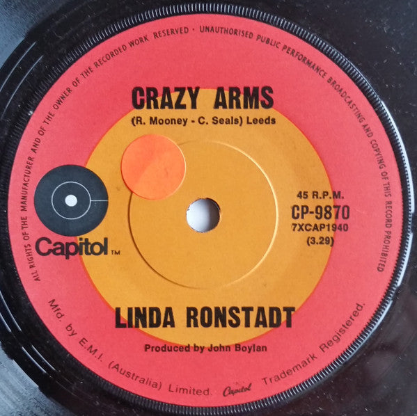 Linda Ronstadt : Rock Me On The Water (7", Single, Promo)