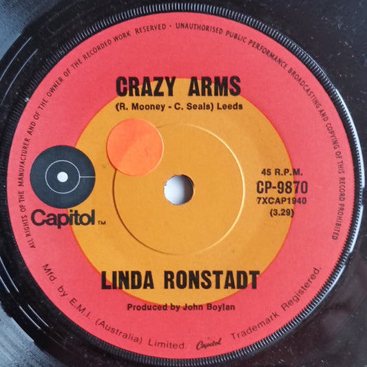 Linda Ronstadt : Rock Me On The Water (7", Single, Promo)
