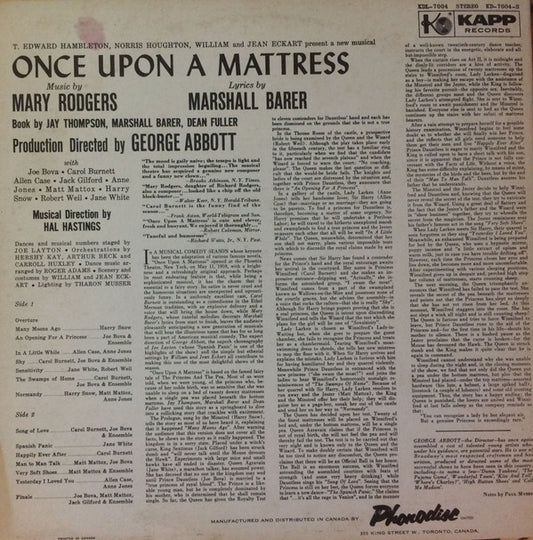 Various : Once Upon A Mattress (LP, Mono)