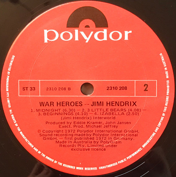 Jimi Hendrix : War Heroes (LP, Album, RE)