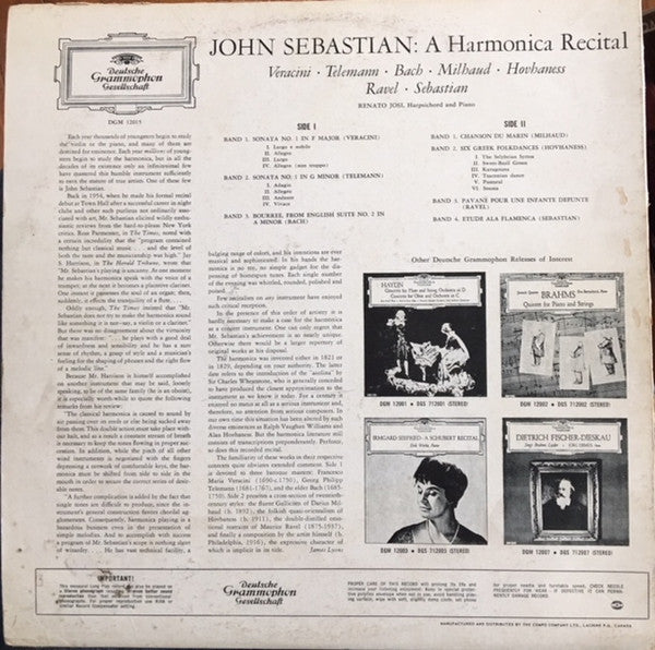 John Sebastian (2) : A Harmonica Recital (LP, Album)