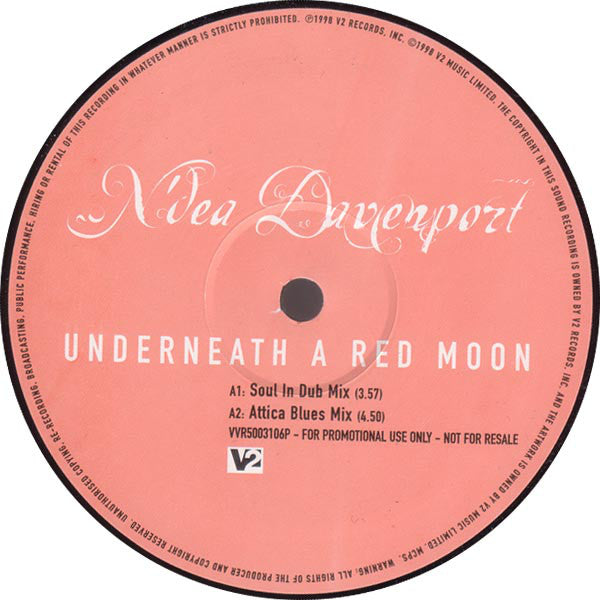 N'Dea Davenport : Underneath A Red Moon (12", Promo)