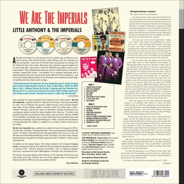 Little Anthony & The Imperials : We Are The Imperials Featuring Little Anthony (LP, Comp, Mono, Ltd, RM, 180)