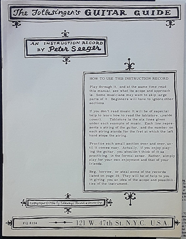 Pete Seeger : The Folksinger's Guitar Guide: An Instruction Record By Pete Seeger (LP, Album, Mono, RE)