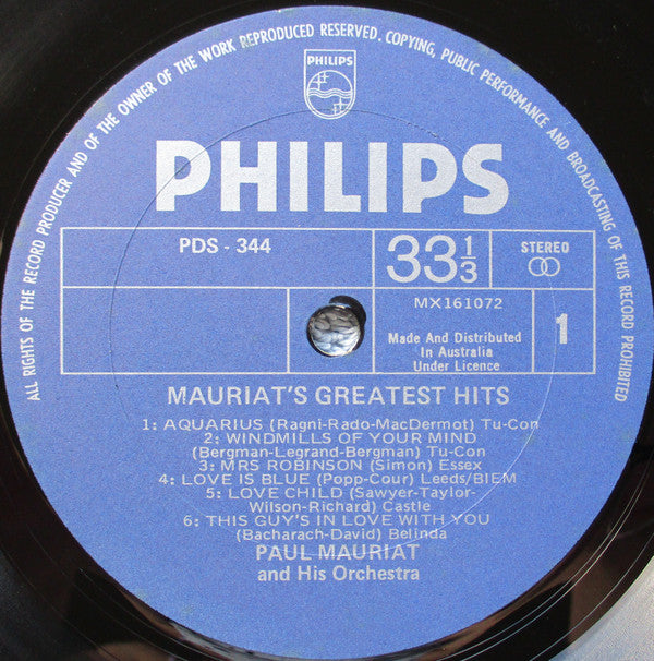 Paul Mauriat And His Orchestra : Mauriat's Greatest Hits (LP, Comp)