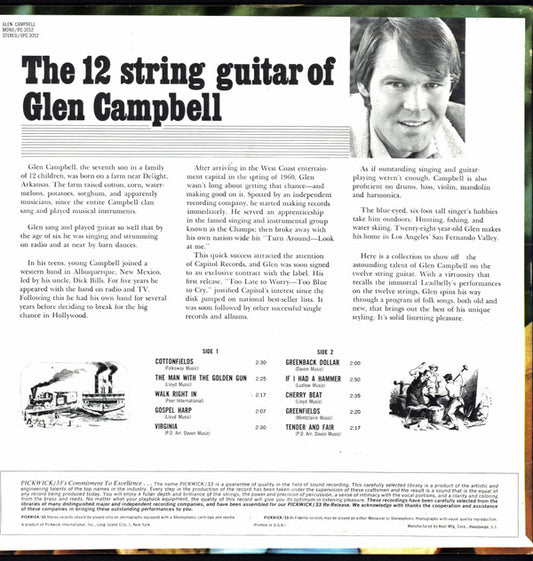Glen Campbell : The 12 String Guitar Of Glen Campbell (LP, Mono)