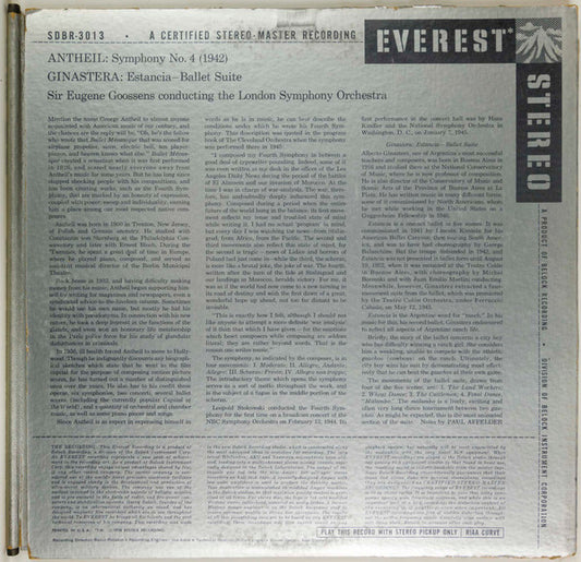 George Antheil + Ginastera* - Sir Eugene Goossens Conducting The London Symphony Orchestra : Symphony No. 4 "1942" / Estancia (Ballet Suite) (LP, Sil)