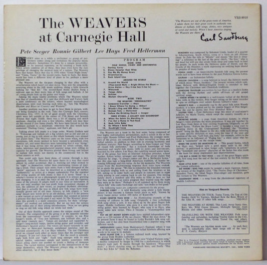 The Weavers : The Weavers At Carnegie Hall (LP, Mono, VQC)