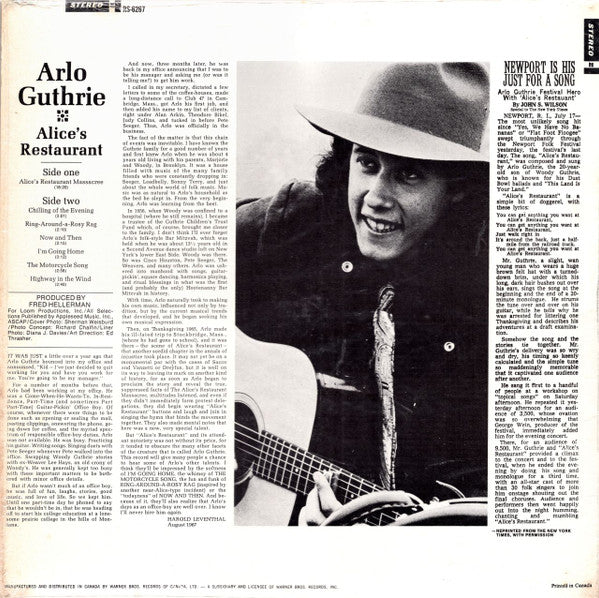 Arlo Guthrie : Alice's Restaurant (LP, Album)