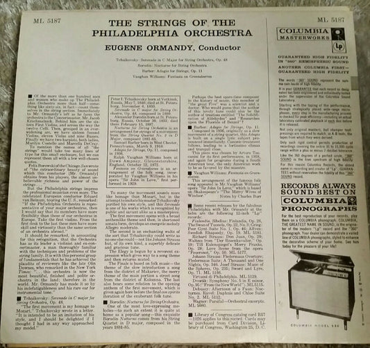 Eugene Ormandy, The Philadelphia Orchestra : The Strings Of The Philadelphia Orchestra (LP, Album, Mono)