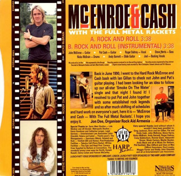 John McEnroe & Pat Cash (2) With The Full Metal Rackets : Rock And Roll (7", Single)