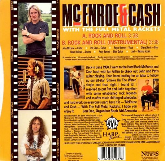 John McEnroe & Pat Cash (2) With The Full Metal Rackets : Rock And Roll (7", Single)