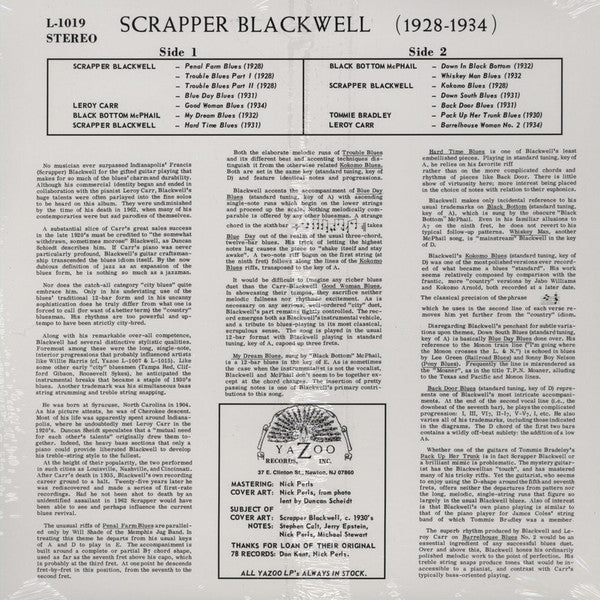 Scrapper Blackwell : The Virtuoso Guitar Of Scrapper Blackwell (LP, Comp, Ltd, RE, 180)