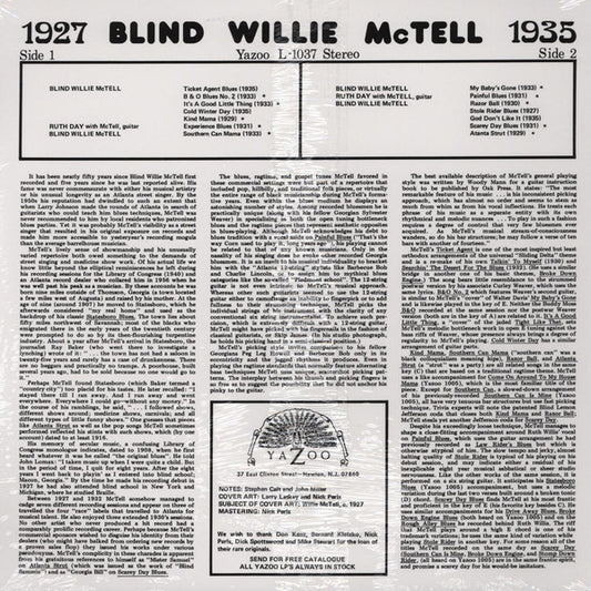 Blind Willie McTell : 1927-1935 (LP, Comp, Ltd, RE, 180)