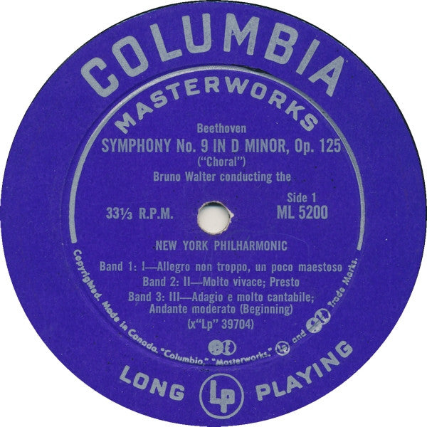 Ludwig van Beethoven / The New York Philharmonic Orchestra, Bruno Walter : Symphony No. 9 In D Minor, Op. 125 ("Choral") (LP)