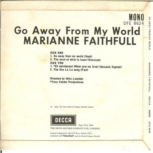 Marianne Faithfull : Go Away From My World (7", EP)