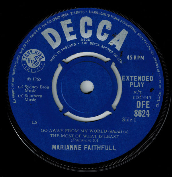 Marianne Faithfull : Go Away From My World (7", EP)