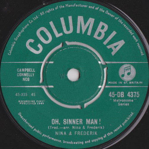 Nina & Frederik : Mary's Boy Child (7", Single)