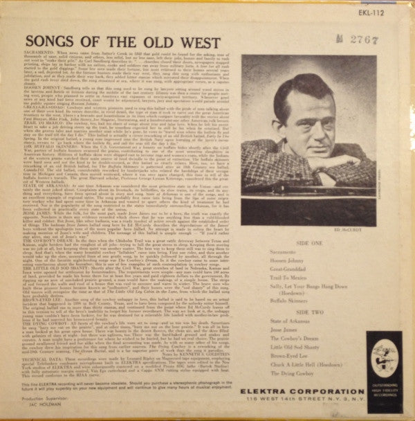 Ed McCurdy : Songs Of The Old West (LP, Mono, RE)