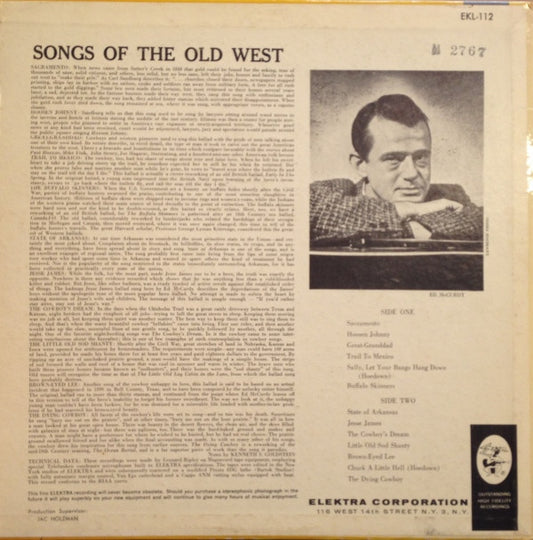 Ed McCurdy : Songs Of The Old West (LP, Mono, RE)