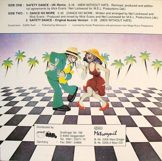 Men Without Hats : The Safety Dance (UK Remix) (12", Maxi)