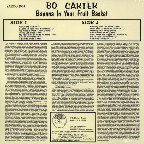 Bo Carter : Banana In Your Fruit Basket: Red Hot Blues, 1931-1936 (LP, Comp, Ltd, RE, 180)