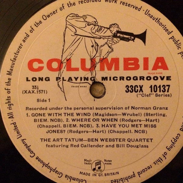 The Art Tatum • Ben Webster Quartet* : The Art Tatum - Ben Webster Quartet (LP, Album, Mono)