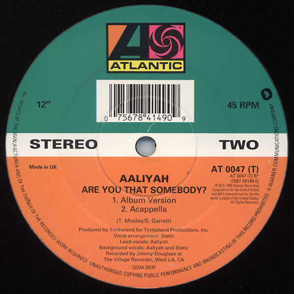 Aaliyah : Are You That Somebody? (12", Single)