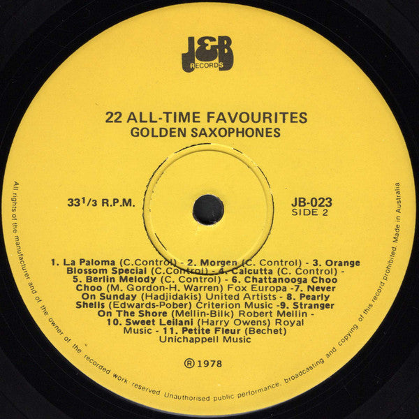 Unknown Artist : Golden Saxophones (LP, Comp)