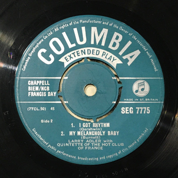 Larry Adler With Quintette Du Hot Club De France : Larry Adler With Quintette Of The Hot Club Of France (7", EP)