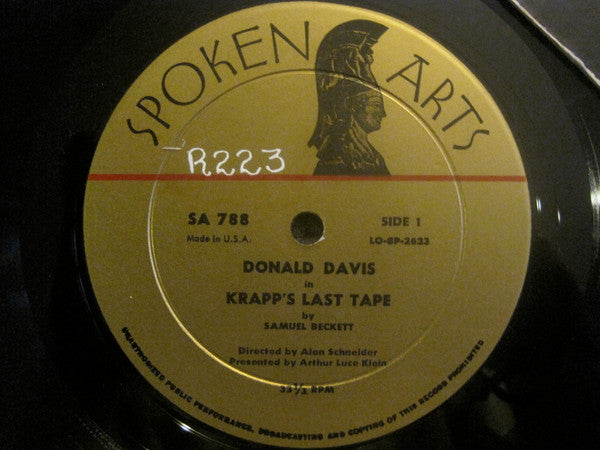 Samuel Beckett : Krapp's Last Tape - A Play By Samuel Beckett With Donald Davis (LP)