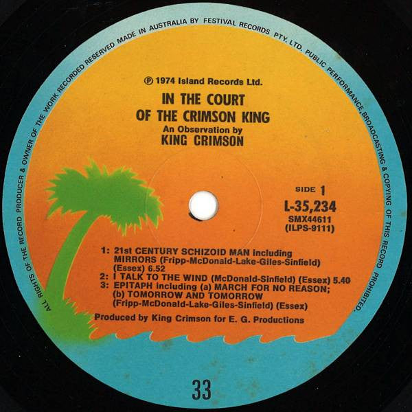 King Crimson : In The Court Of The Crimson King (An Observation By King Crimson) (LP, Album, RE)
