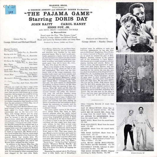 Doris Day, John Raitt, Carol Haney, Eddie Foy, Jr. With Reta Shaw, Barbara Nichols (2) : The Pajama Game (An Original Motion Picture Sound Track) (LP, Album, Mono, Blu)